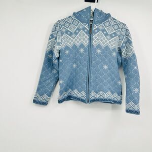 Kama Womens S Full Zip Wool Blend Winter Cardigan Sweater Fair Isle Ski Resort